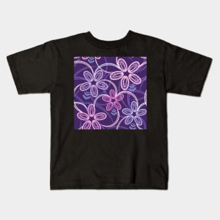 Night violet  floral pattern Kids T-Shirt